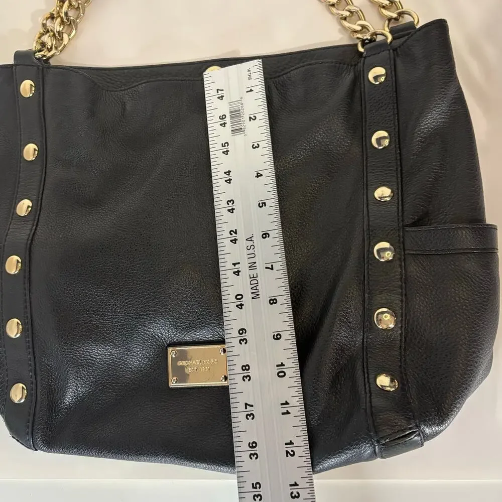 Michael Kors Delancey Large Shoulder Bag Tote Black Pebbled Leather